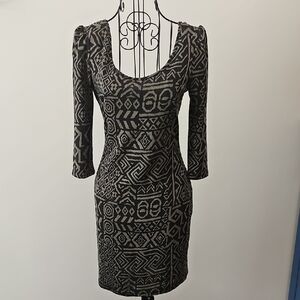 Elegant Geometric Long Sleeve Dress